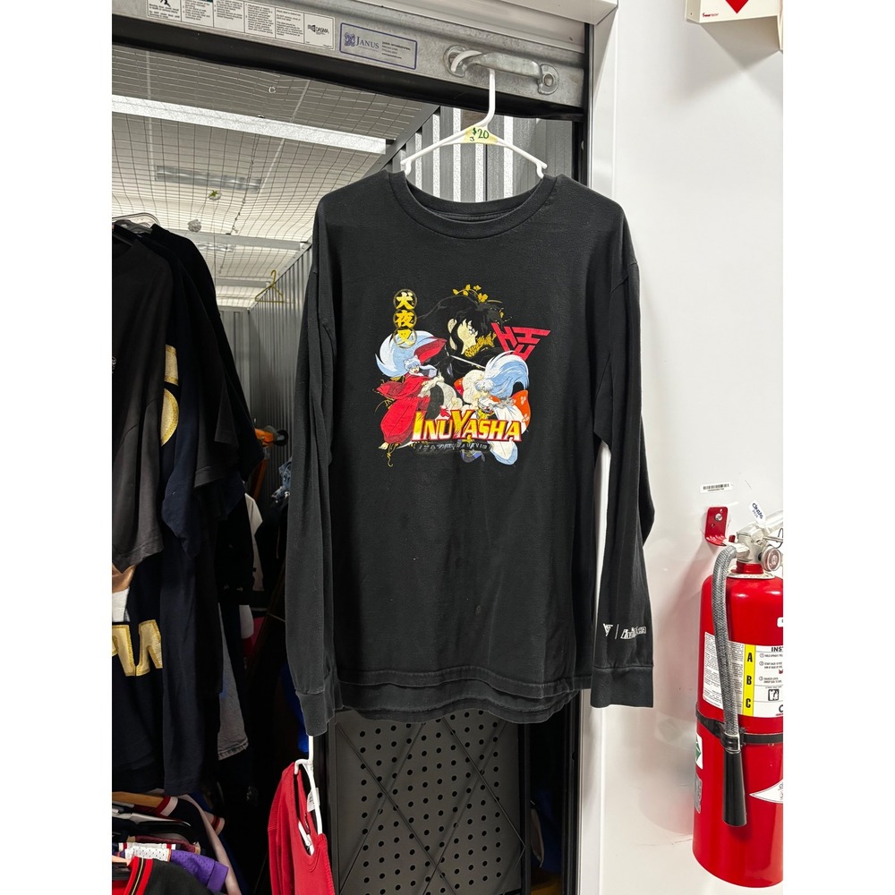 Hypland x Inuyasha Anime Long Sleeve Shirt Black Men's Size Large Vintage